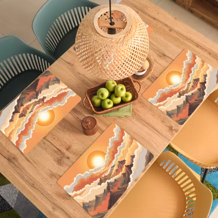 Bergen - Wolken - Natuur - Zonsopgang - Oranje Placemat vinyl groot -zzsfeer5_Kitchenyeah-website