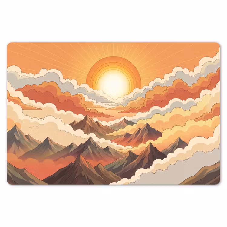 Bergen - Wolken - Natuur - Zonsopgang - Oranje Placemat vinyl groot -zzsfeer1_Kitchenyeah-website