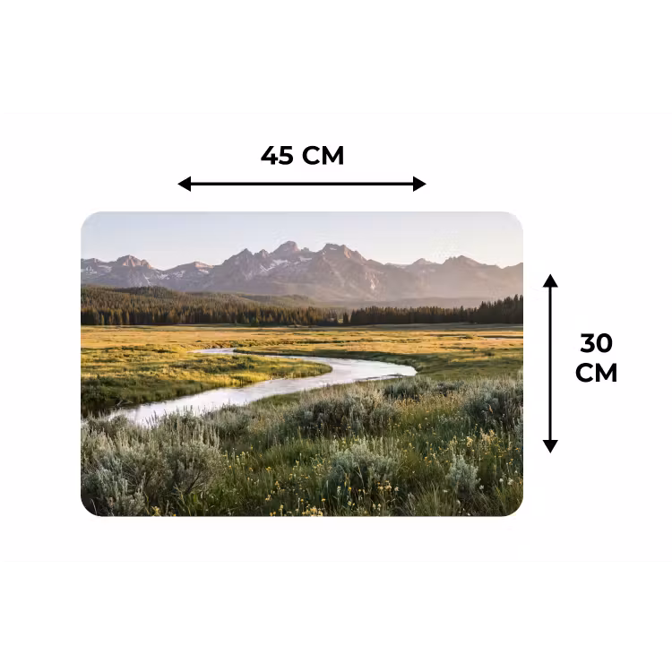 Berglandschap - Rivier - Bos Placemat vinyl groot -specs