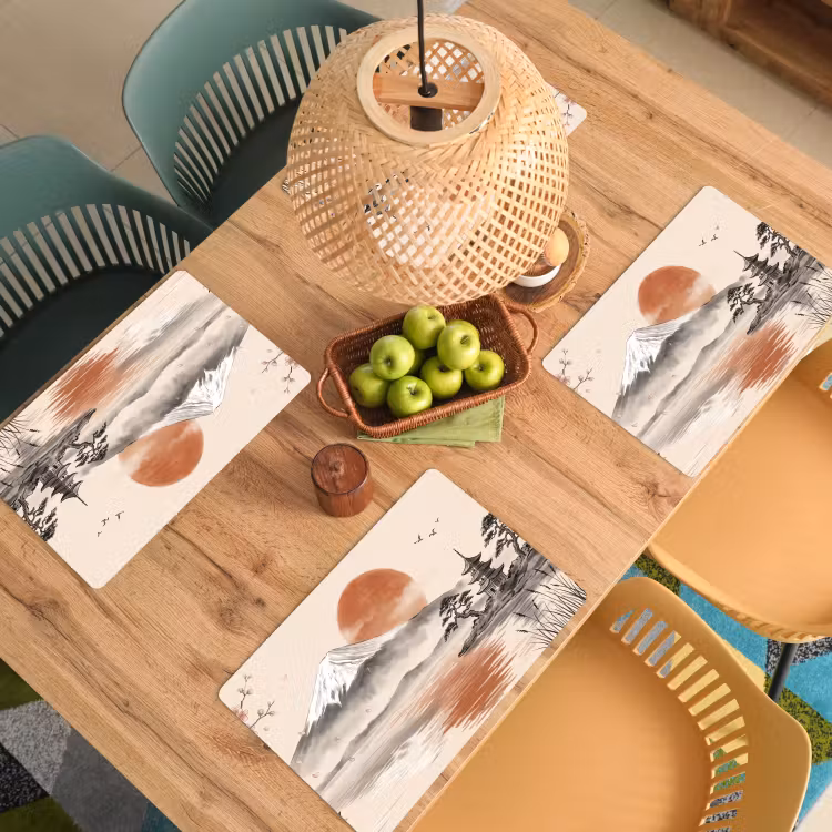 Bergtop - Meer - Bloesem Placemat vinyl groot -zzsfeer5_Kitchenyeah-website