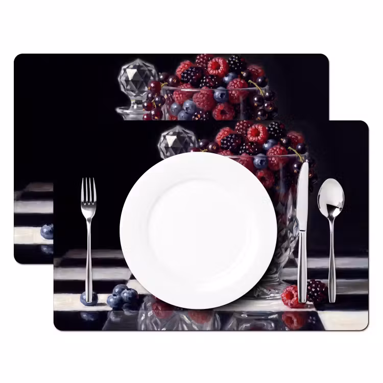 Placemat - 6 stuks - Bessen - Kristal - Stilleven - Bessen - Kristal - Stilleven Placemat vinyl groot