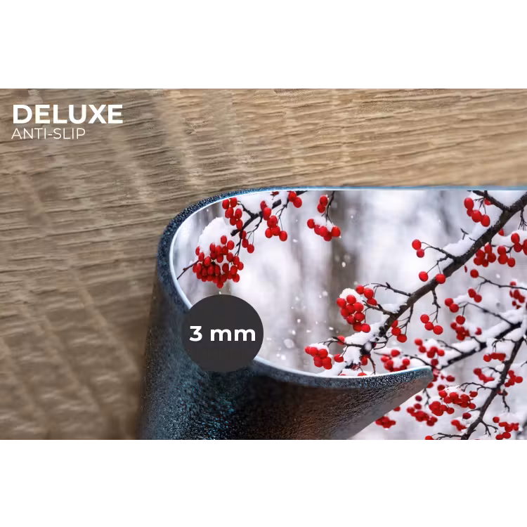Bessen - Takken - Sneeuw - Winter - Kleurrijk Placemat vinyl groot -closeup
