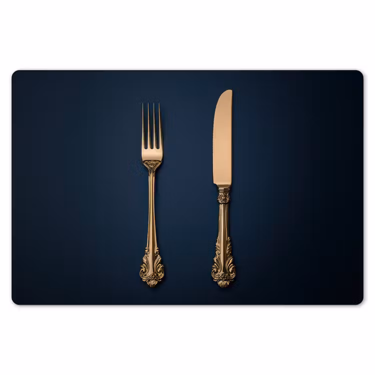 Bestek - Donkerblauw - Goud Placemat vinyl groot -zzsfeer1_Kitchenyeah-website