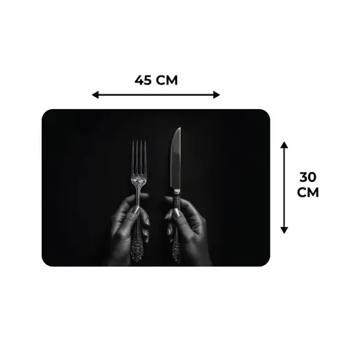 Bestek - Zwart - Wit Placemat vinyl groot -specs