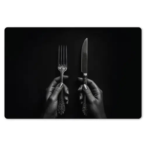 Bestek - Zwart - Wit Placemat vinyl groot -zzsfeer1_Kitchenyeah-website