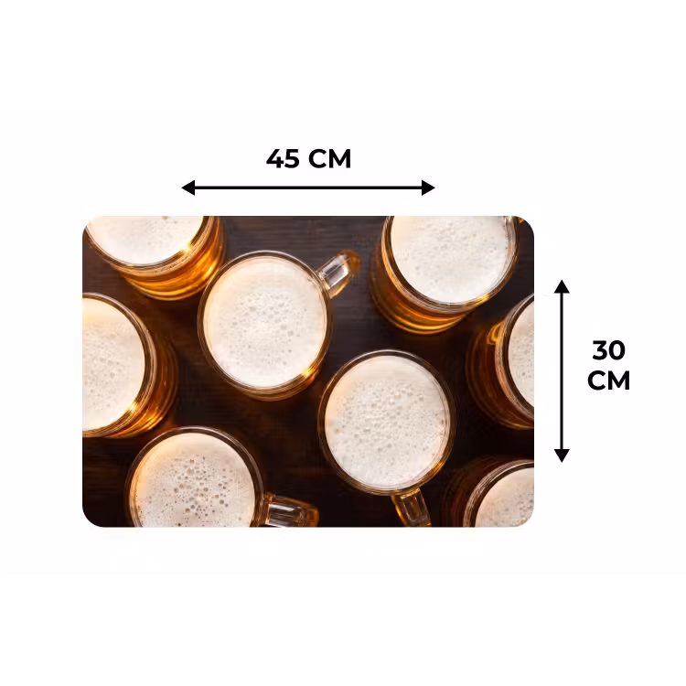 Bier - Glazen - Schuim - Hout - Drank Placemat vinyl groot -specs