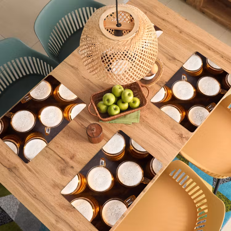 Bier - Glazen - Schuim - Hout - Drank Placemat vinyl groot -zzsfeer5_Kitchenyeah-website