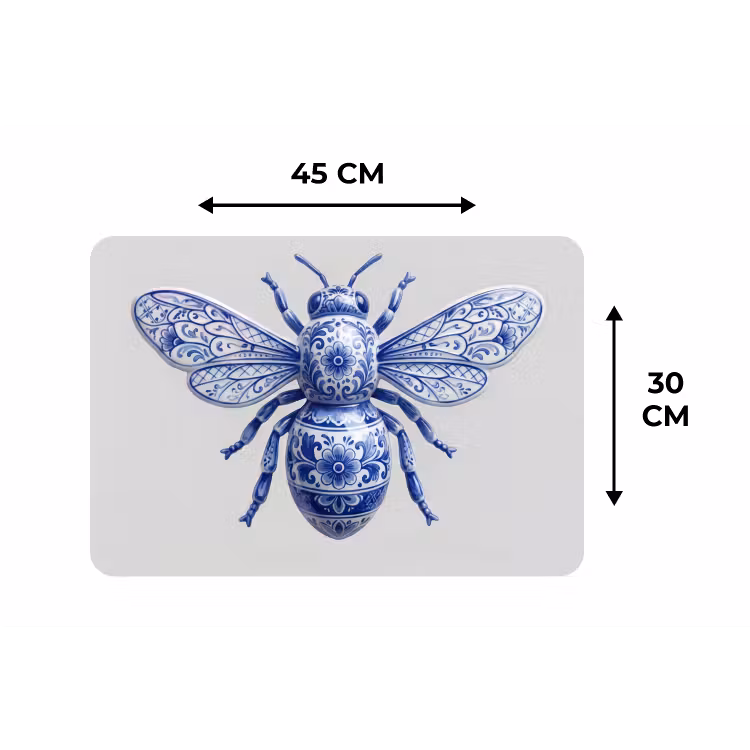 Bij - Modern - Delfts - Blauw Placemat vinyl groot -specs