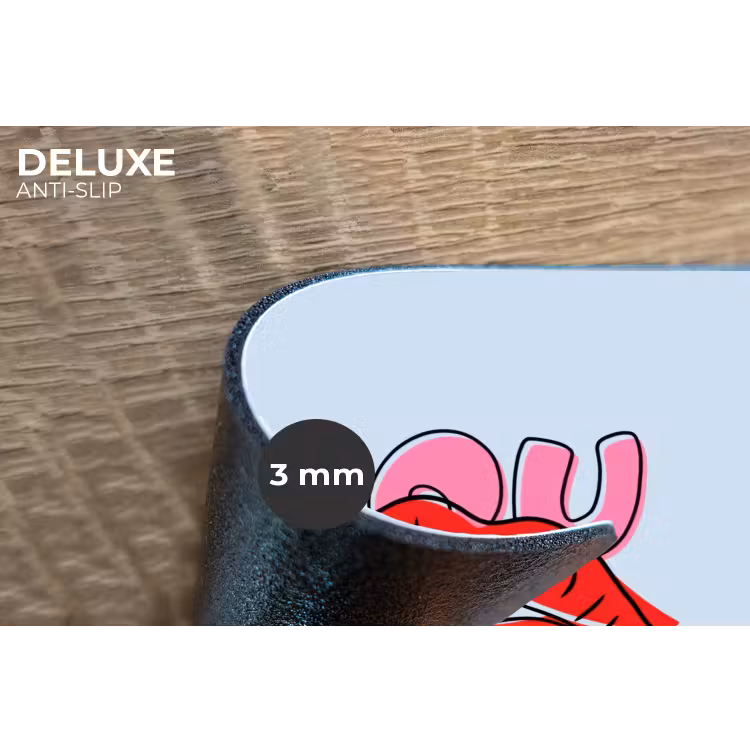 Bisou - Blauw - Roze - Lippen Placemat vinyl groot -closeup
