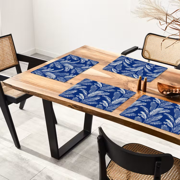 Blad - Palm - Blauw Placemat vinyl groot 368 -zzsfeer4_Kitchenyeah-website