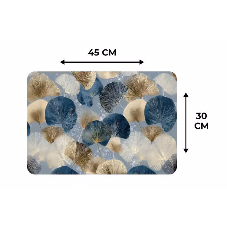 Bladeren - Abstract - Goud - Blauw Placemat vinyl groot -specs