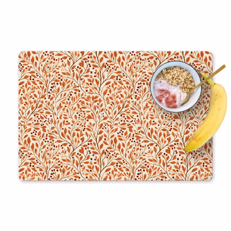 Bladeren - Botanisch  - Terracotta Placemat vinyl groot 368 -zzzproduct_Kitchenyeah-website