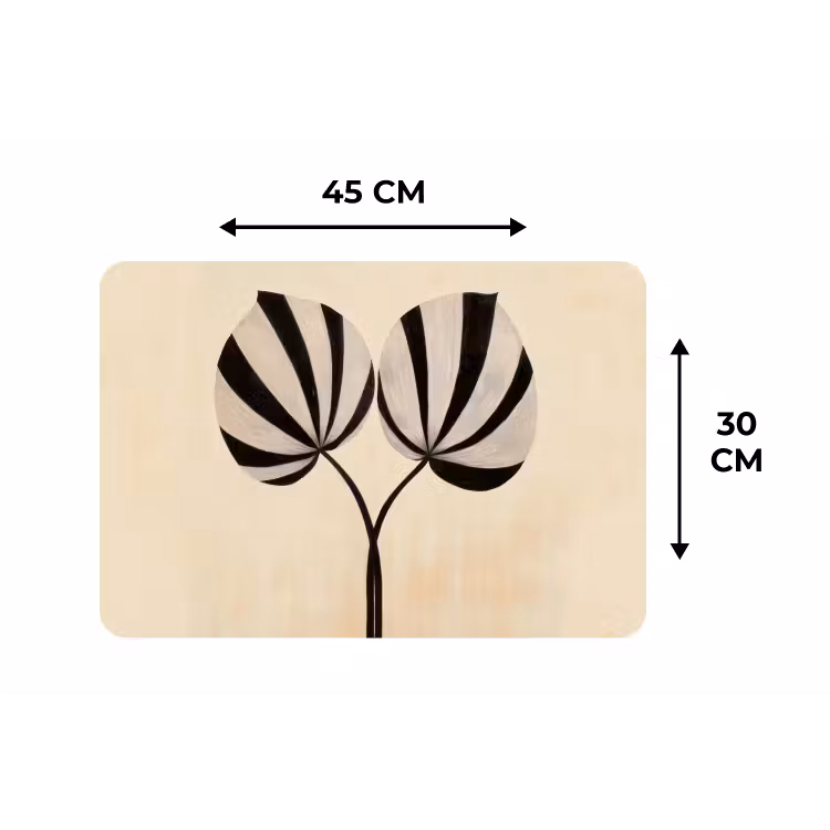 Bladeren - Gestreept - Stengel - Beige Placemat vinyl groot -specs