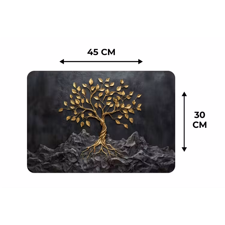 Bladeren - Goud - Boom - Rots Placemat vinyl groot -specs