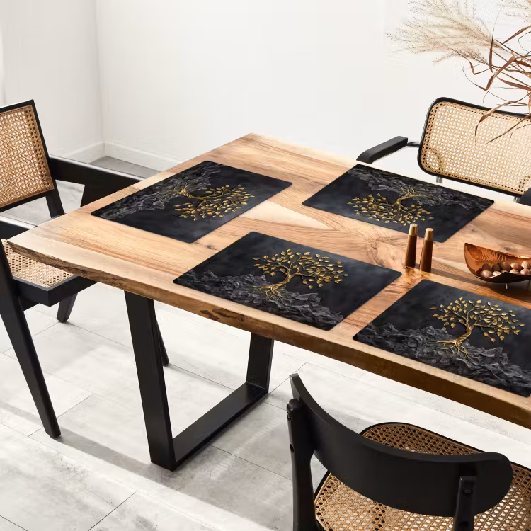 Bladeren - Goud - Boom - Rots Placemat vinyl groot -zzsfeer4_Kitchenyeah-website