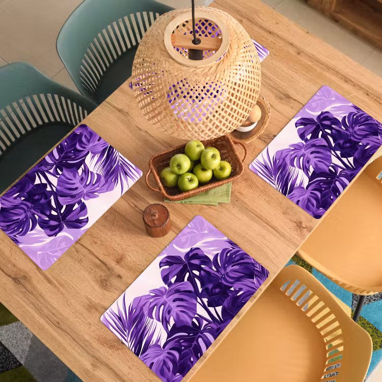 Bladeren - Paars - Tropisch - Abstract Placemat vinyl groot -zzsfeer5_Kitchenyeah-website