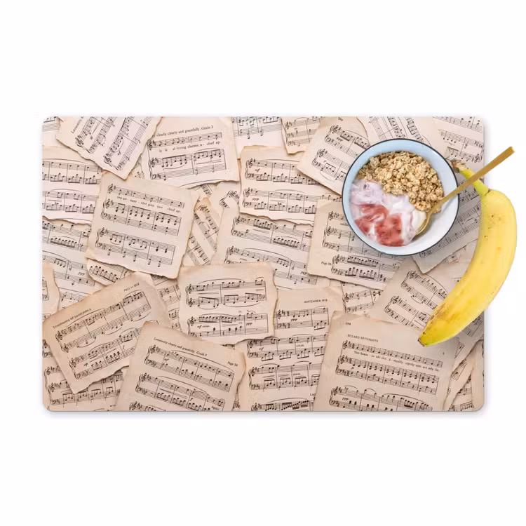 Bladmuziek - Oud - Noten - Vintage - Beige Placemat vinyl groot -zzzproduct_Kitchenyeah-website