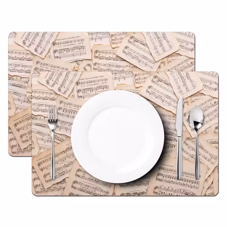 Bladmuziek - Oud - Noten - Vintage - Beige Placemat vinyl groot -zzsfeer2_Kitchenyeah-website