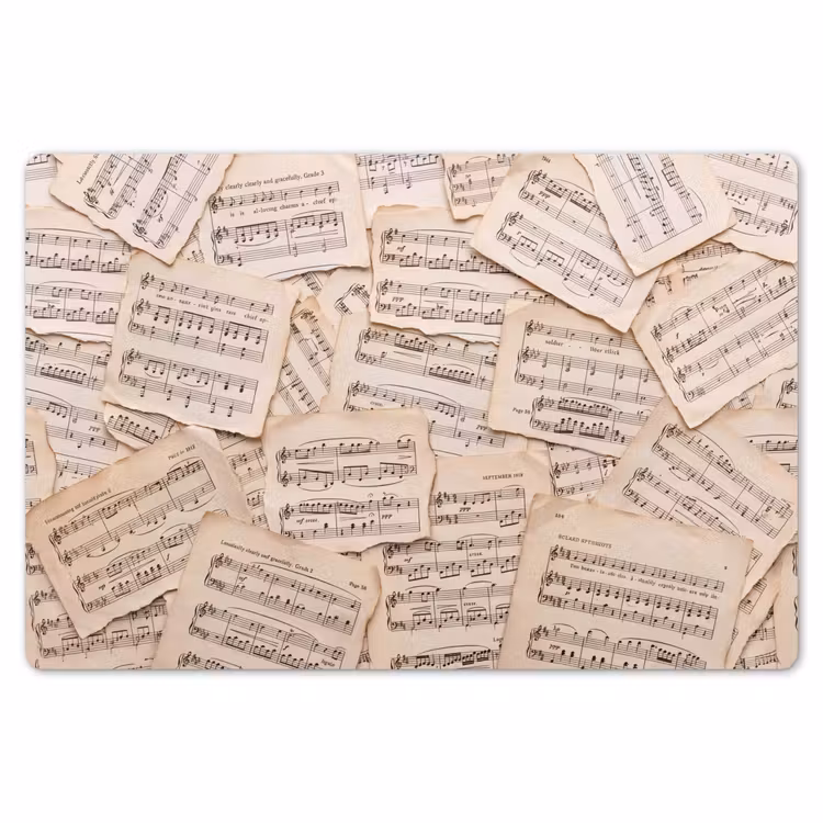 Bladmuziek - Oud - Noten - Vintage - Beige Placemat vinyl groot -zzsfeer1_Kitchenyeah-website