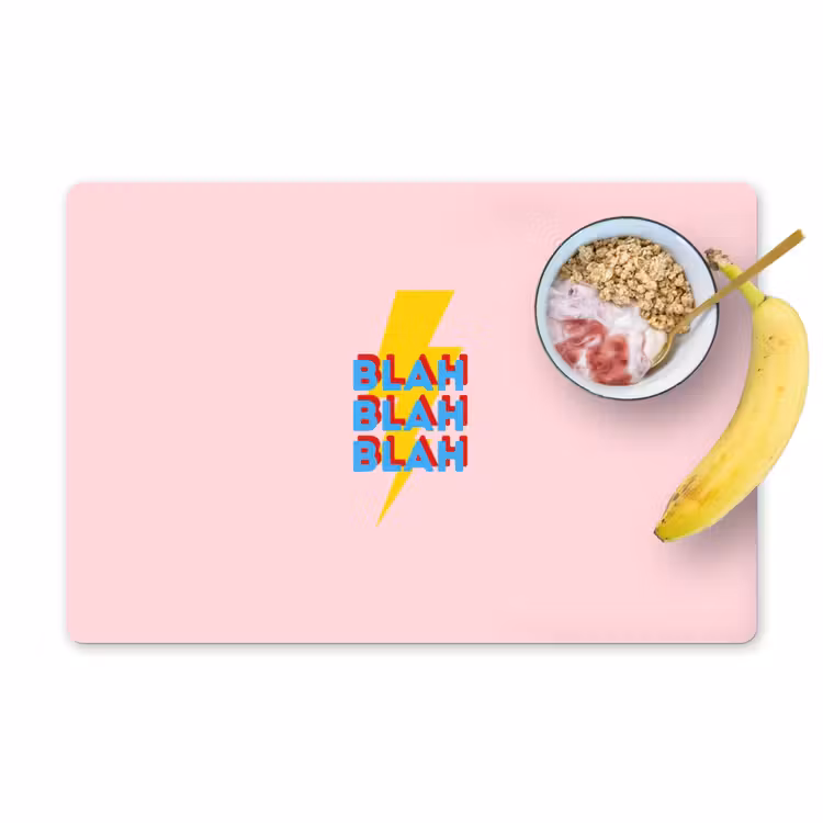 Blah - Bliksem - Roze Placemat vinyl groot -zzzproduct_Kitchenyeah-website