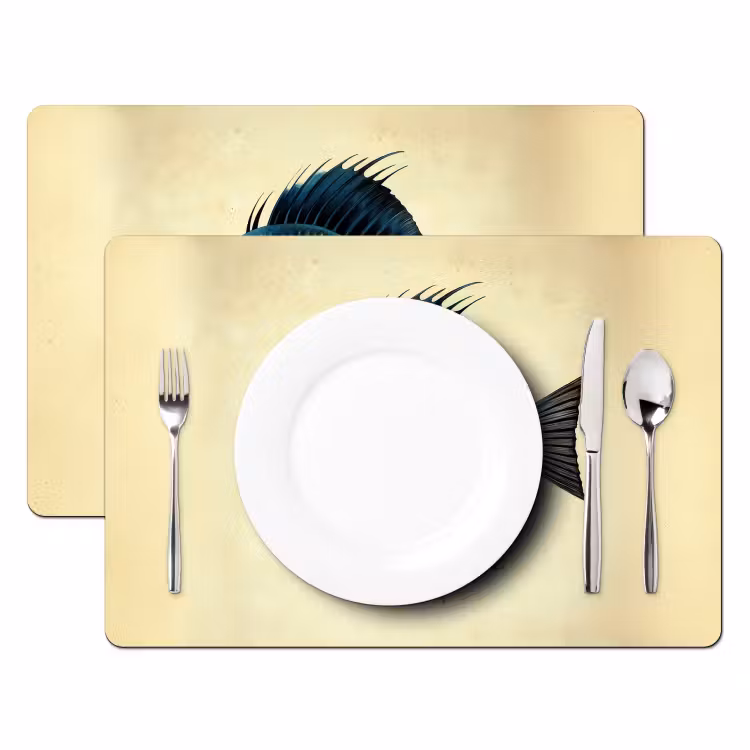 Blauw - Kieuwen - Vis - Illustratie Placemat vinyl groot -zzsfeer2_Kitchenyeah-website