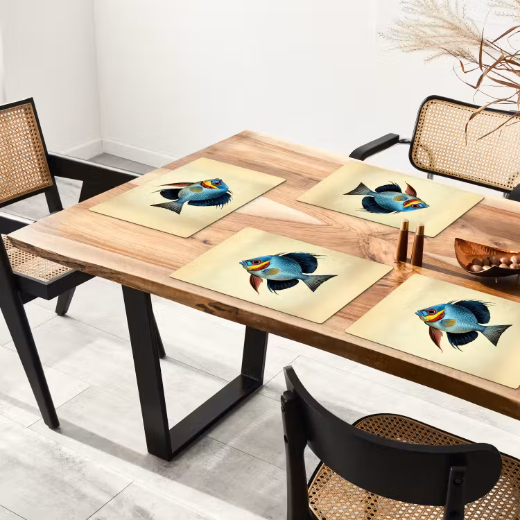 Blauw - Kieuwen - Vis - Illustratie Placemat vinyl groot -zzsfeer4_Kitchenyeah-website