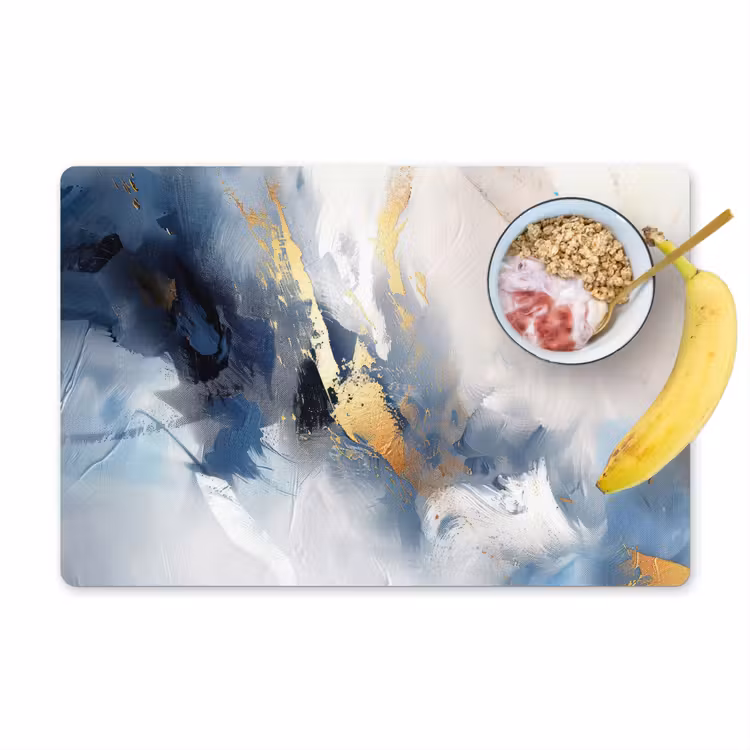 Blauw - Modern - Marmer - Abstract - Goud Placemat vinyl groot -zzzproduct_Kitchenyeah-website