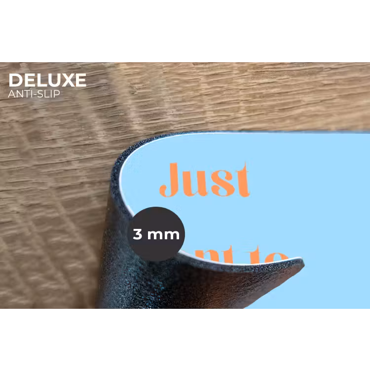 Blauw - Oranje - Just want to be happy & naked Placemat vinyl groot -closeup