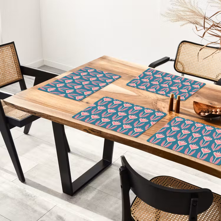 Blauw - Retro - Patroon - Hartjes Placemat vinyl groot 368 -zzsfeer4_Kitchenyeah-website