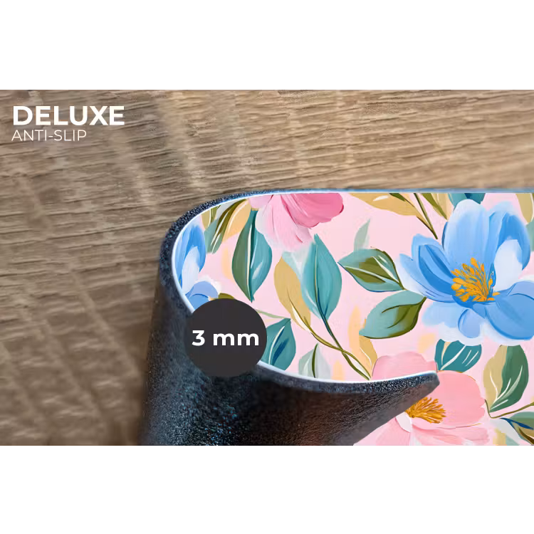 Blauw - Roze - Bloemen Placemat vinyl groot -closeup