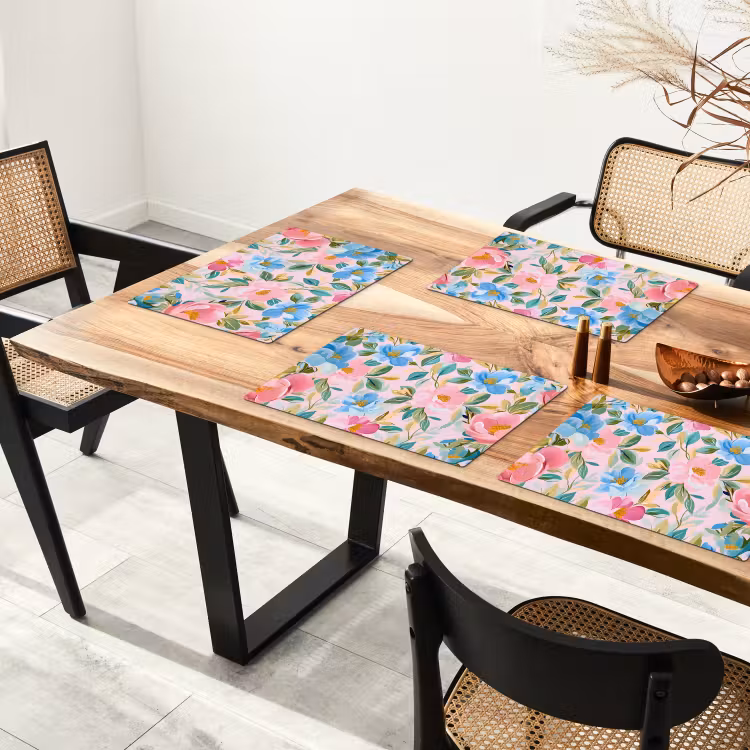 Blauw - Roze - Bloemen Placemat vinyl groot -zzsfeer4_Kitchenyeah-website