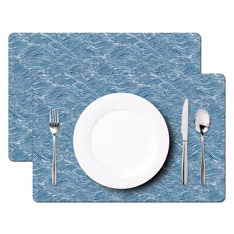 Blauw - Wit - Golven - Getekend - Textuur Placemat vinyl groot 368 -zzsfeer2_Kitchenyeah-website