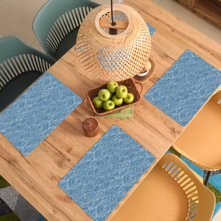Blauw - Wit - Golven - Getekend - Textuur Placemat vinyl groot 368 -zzsfeer5_Kitchenyeah-website
