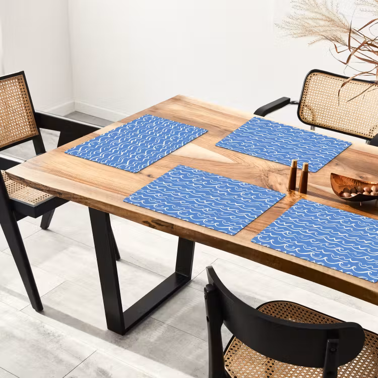 Blauw - Wit - Simpel - Getekend - Golven Placemat vinyl groot 368 -zzsfeer4_Kitchenyeah-website