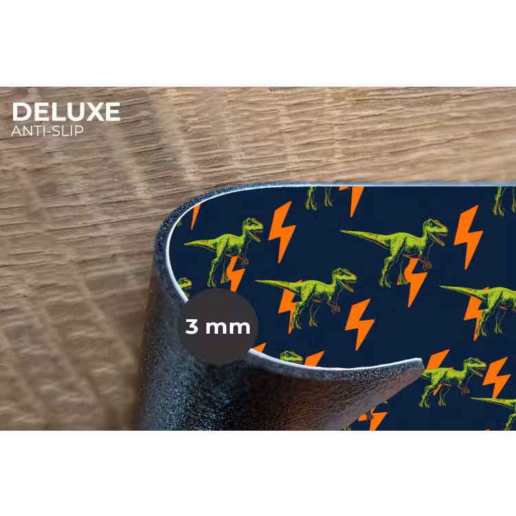Bliksemschichten - Oranje - Dinosaurussen Placemat vinyl groot -closeup