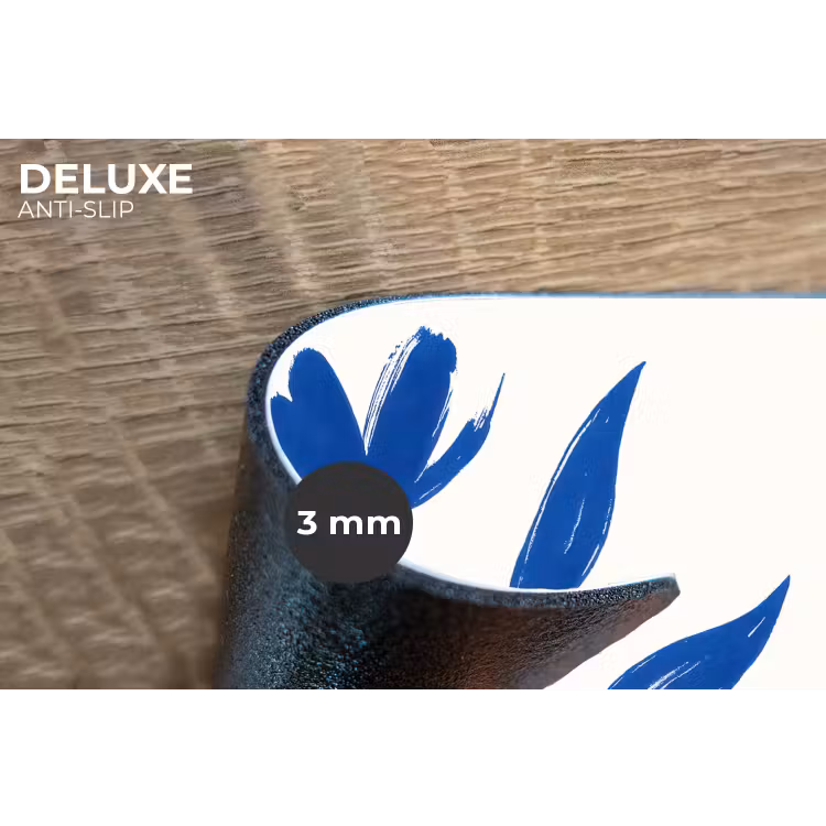 Bloem - Blaadjes - Minimalistisch - Blauw Placemat vinyl groot -closeup