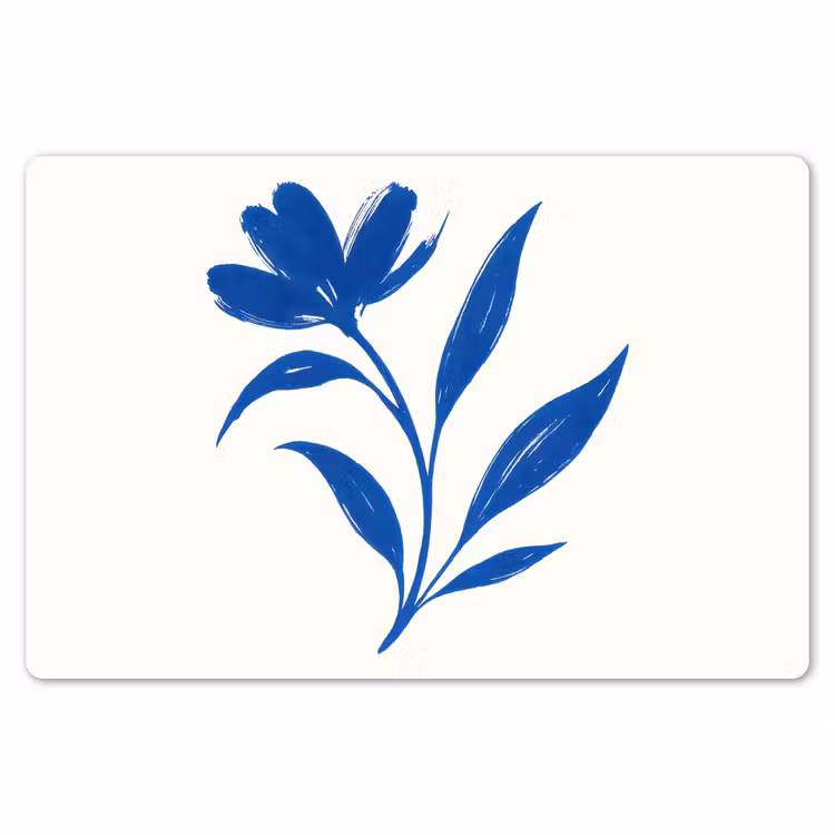 Bloem - Blaadjes - Minimalistisch - Blauw Placemat vinyl groot -zzsfeer1_Kitchenyeah-website