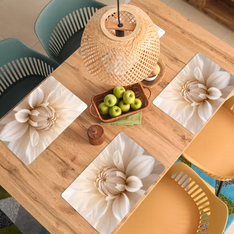 Bloem - Dahlia - Wit Placemat vinyl groot -zzsfeer5_Kitchenyeah-website