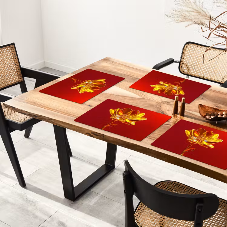 Bloem - Goud - Glazen Placemat vinyl groot -zzsfeer4_Kitchenyeah-website