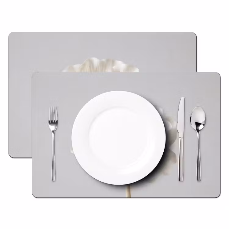 Bloem - Minimalistisch -Wit Placemat vinyl groot -zzsfeer2_Kitchenyeah-website
