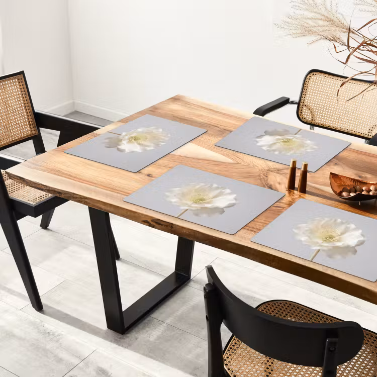 Bloem - Minimalistisch -Wit Placemat vinyl groot -zzsfeer4_Kitchenyeah-website