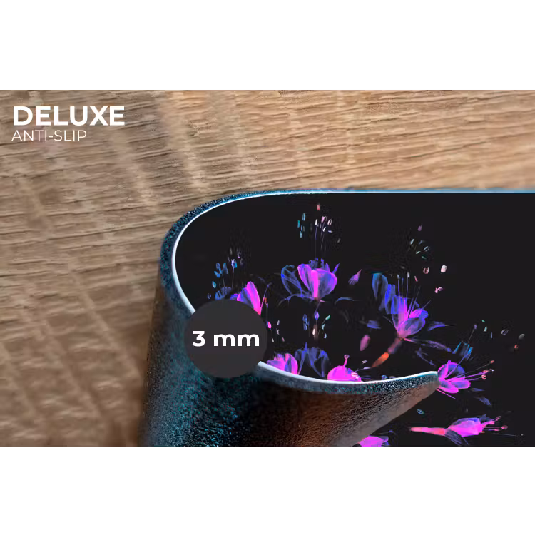 Bloem - Paars - Blauw - Macro - Zwart Placemat vinyl groot -closeup