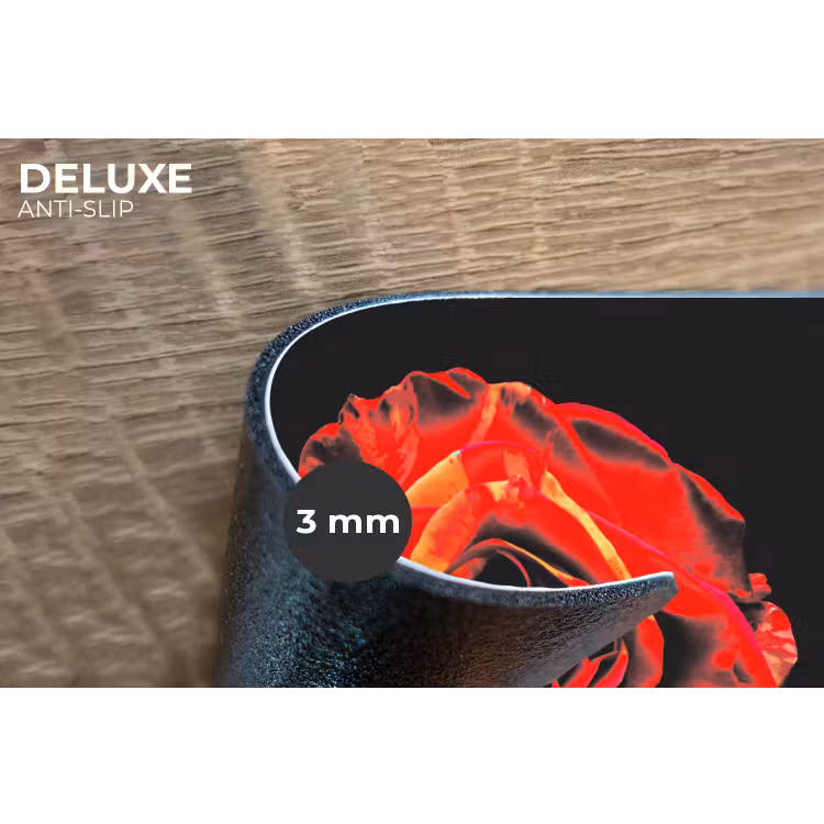 Bloem - Roos - Rood - Zwart Placemat vinyl groot -closeup