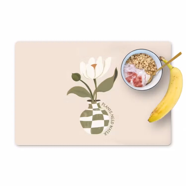 Bloem - Wit - Vaas - Quote Placemat vinyl groot -zzzproduct_Kitchenyeah-website