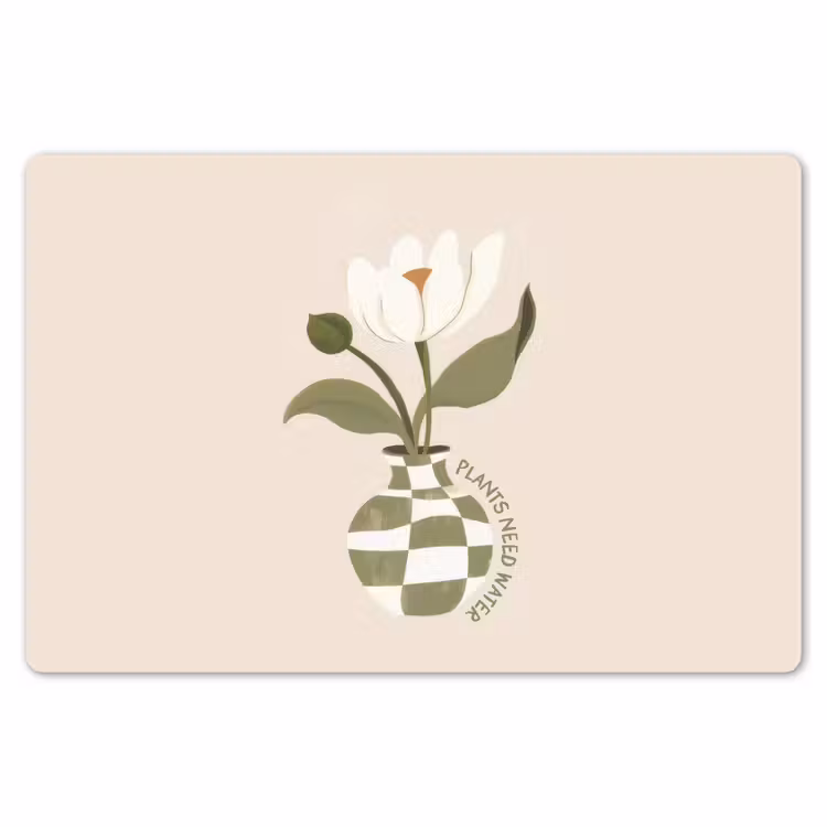 Bloem - Wit - Vaas - Quote Placemat vinyl groot -zzsfeer1_Kitchenyeah-website