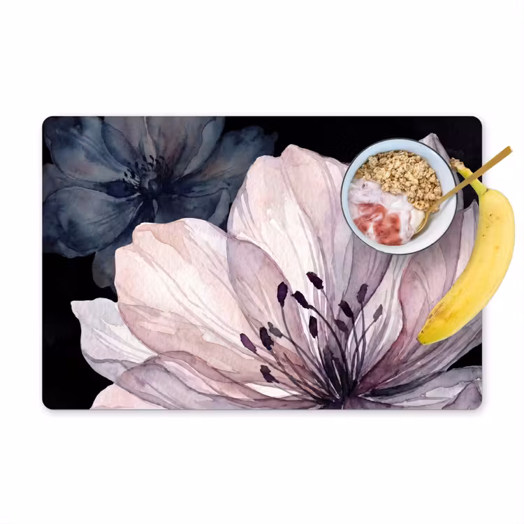 Bloemen - Aquarel - Modern - Roze - Donker Placemat vinyl groot -zzzproduct_Kitchenyeah-website