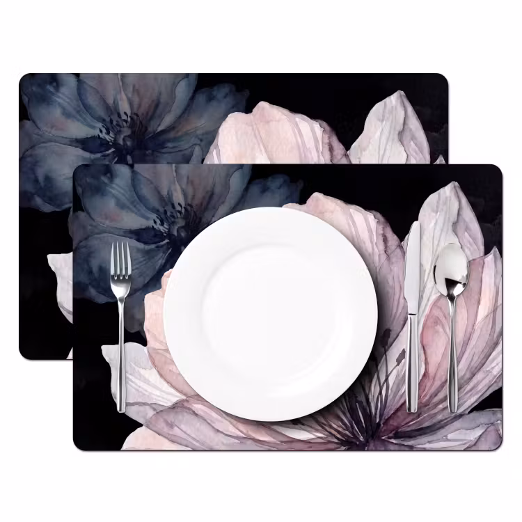 Bloemen - Aquarel - Modern - Roze - Donker Placemat vinyl groot -zzsfeer2_Kitchenyeah-website