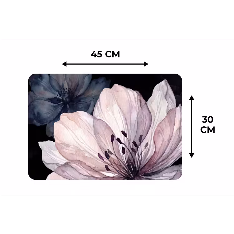 Bloemen - Aquarel - Modern - Roze - Donker Placemat vinyl groot -specs