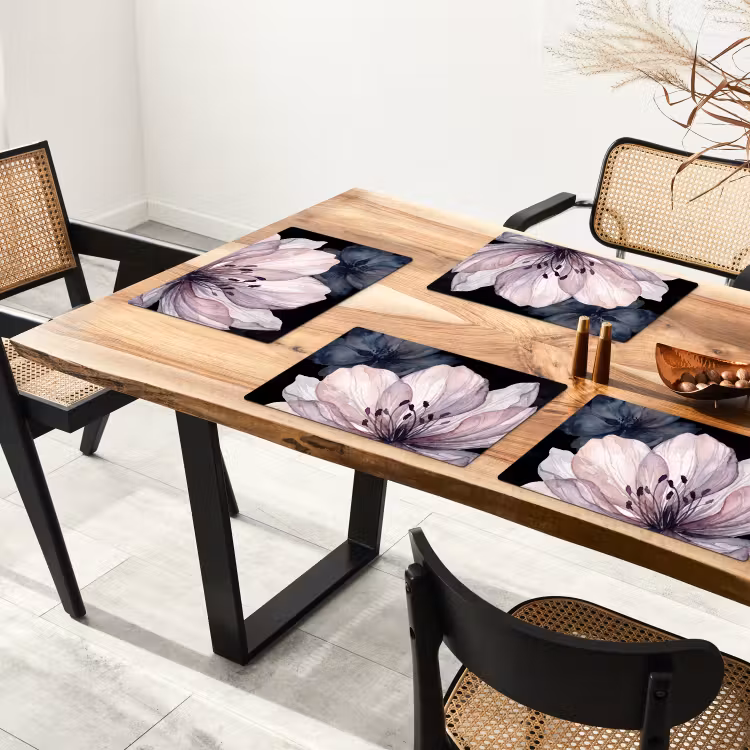 Bloemen - Aquarel - Modern - Roze - Donker Placemat vinyl groot -zzsfeer4_Kitchenyeah-website