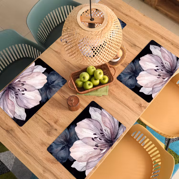 Bloemen - Aquarel - Modern - Roze - Donker Placemat vinyl groot -zzsfeer5_Kitchenyeah-website